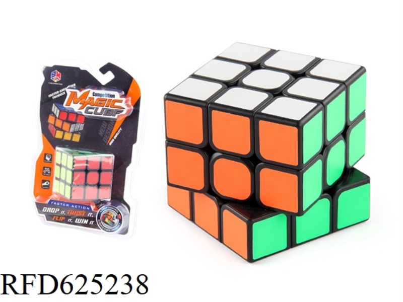 NEW ROUND CORNER RUBIK'S CUBE BLACK (WITH SPRING) (STICKER)