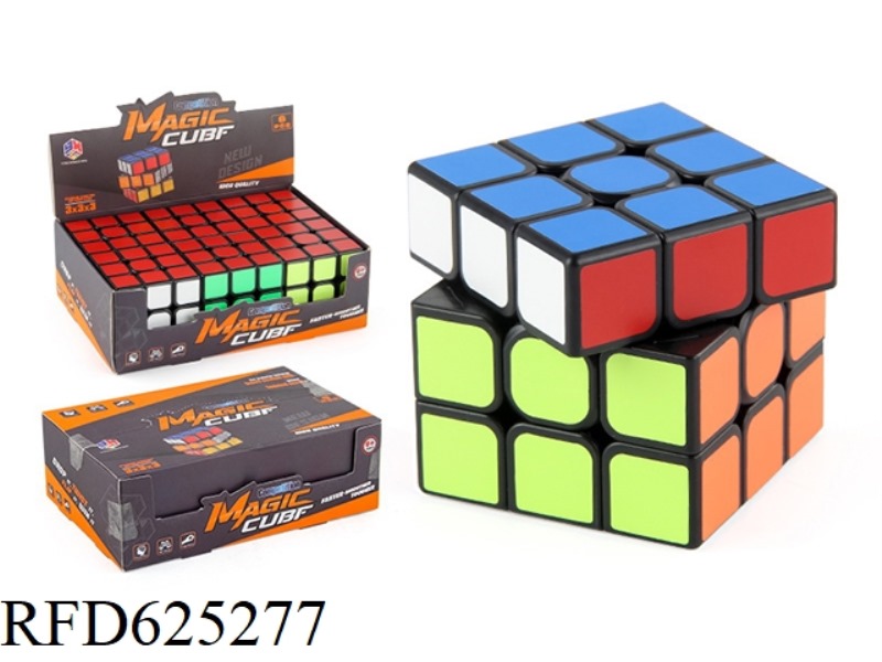 NEW ROUND CORNER RUBIK'S CUBE BLACK (STICKER) (SPRING) 6PCS