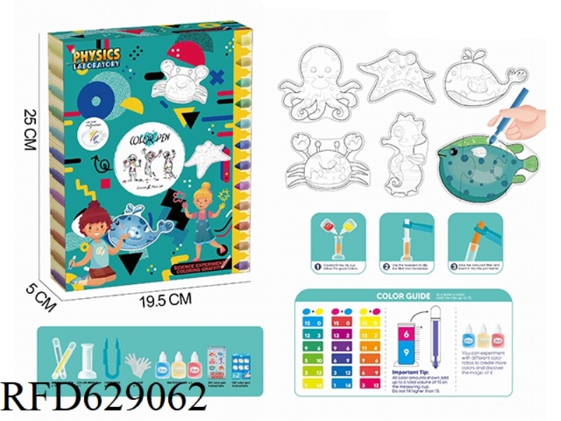 SCIENTIFIC EXPERIMENT COLORING GRAFFITI -DIY COLOR PEN & OCEAN PUZZLE