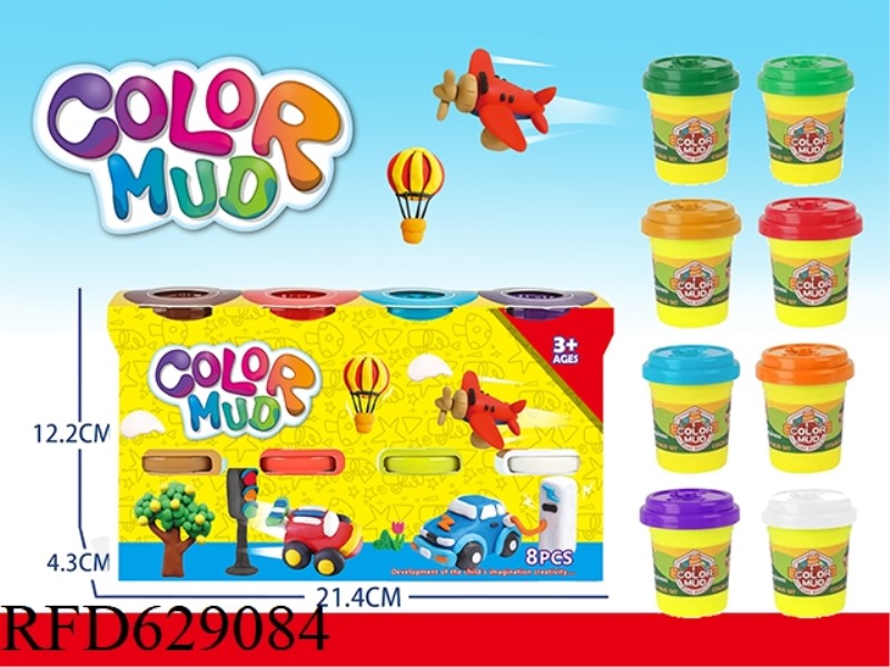 8 BOTTLES OF COLORED MUD