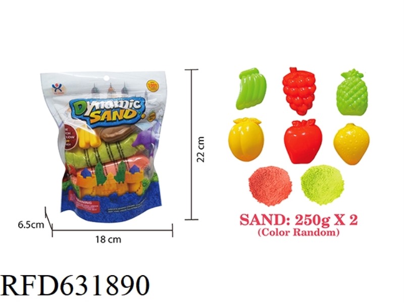 VERTICAL BAG -500G SPACE SAND + FRUIT SAND MOLD 6-PIECE SET (2 COLOR SAND)