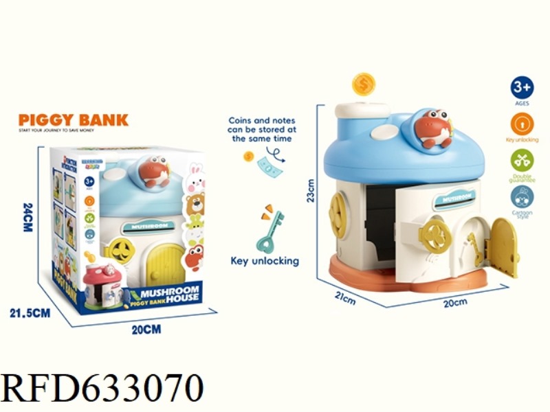 DINOSAUR MUSHROOM HOUSE PIGGY BANK