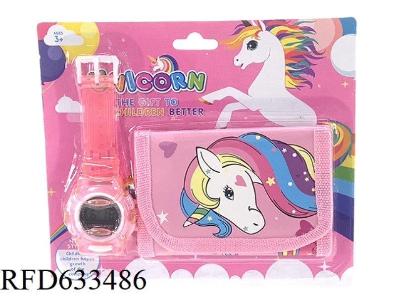 ASSEMBLY OF ELECTRONIC WATCH AND WALLET (UNICORN THEME)