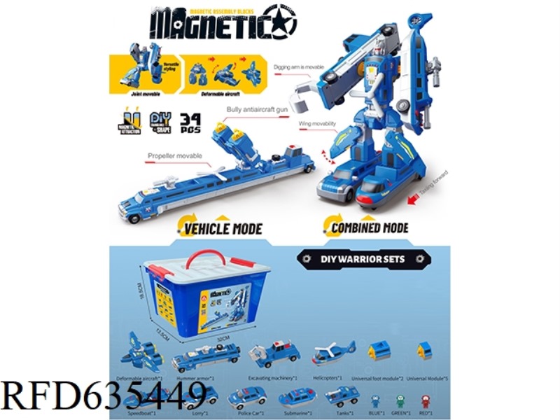 MAGNETIC COMBINATION ROBOT (34PCS)