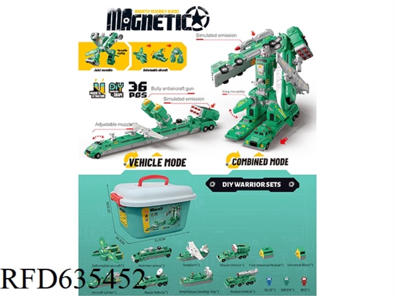 MAGNETIC COMBINATION MILITARY ROBOT (36PCS)