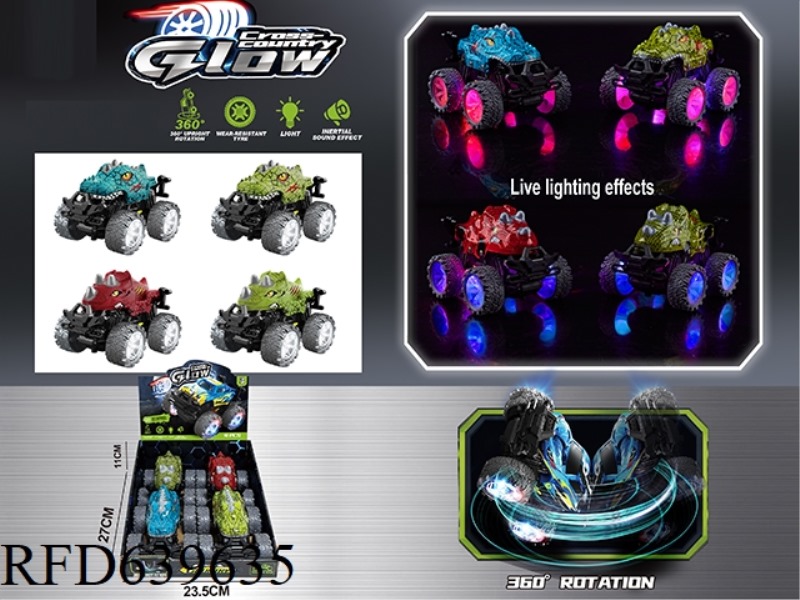 PADDLE WHEEL INERTIA ACOUSTO-OPTIC STUNT CAR (DINOSAUR)