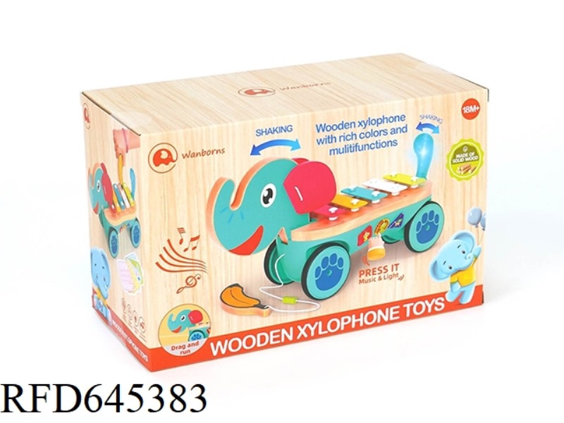 WOODEN ELEPHANT HARP WITH MUSIC, LIGHTS AND ELECTRICITY