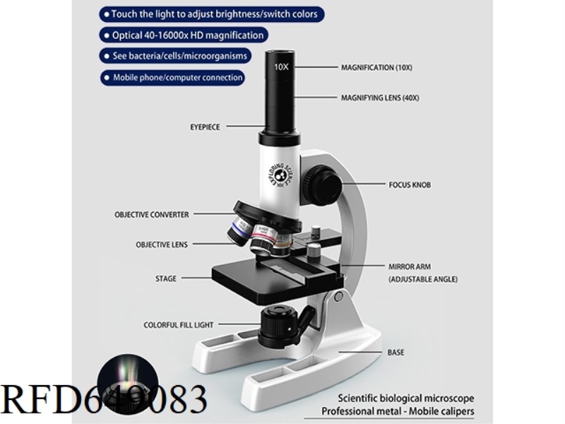 MICROSCOPE PROFESSIONAL METAL OBJECTIVE - MOVING CALIPER 40X-1600X