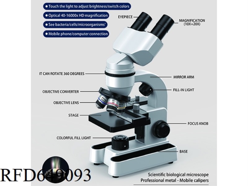 MICROSCOPE PROFESSIONAL METAL OBJECTIVE - MOVING CALIPER 40X-16000X