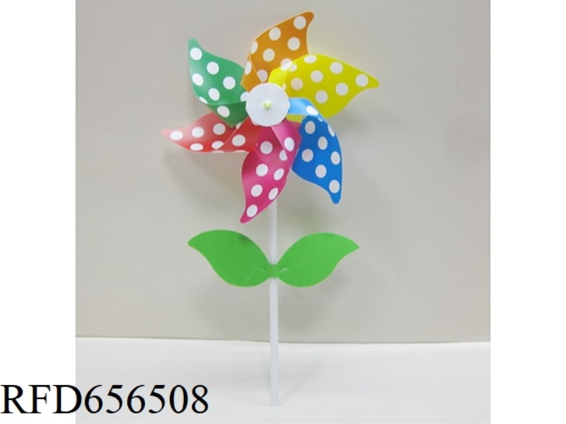 21CM WIDE PRINTED WHITE DOT ROLL WINDMILL WITH BLADES, OUTDOOR ROTATING WINDMILL, HANDHELD WINDMILL