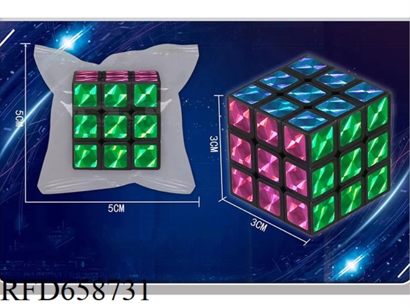 3.0CM 3-STEP LASER PAPER RUBIK'S CUBE WITH BLACK BACKGROUND