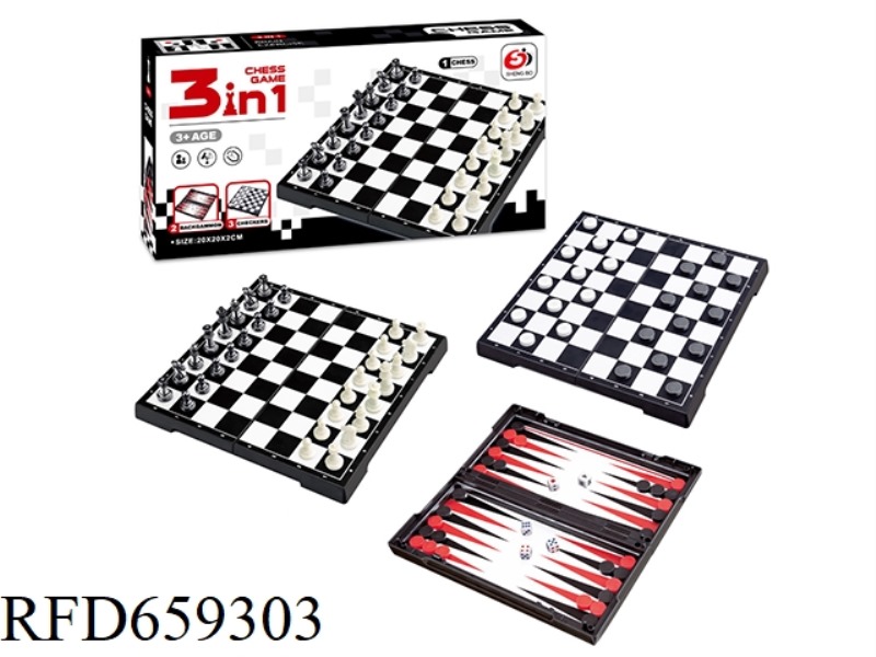CHESS/CHECKERS/BACKGAMMON 3-IN-1 BOARD