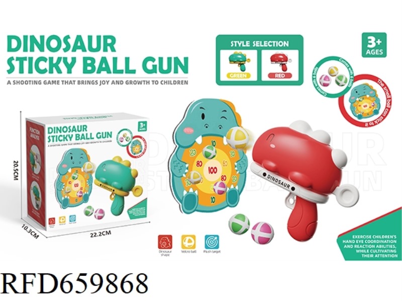 DINOSAUR BALL GUN WITH STICKY BALL TARGET