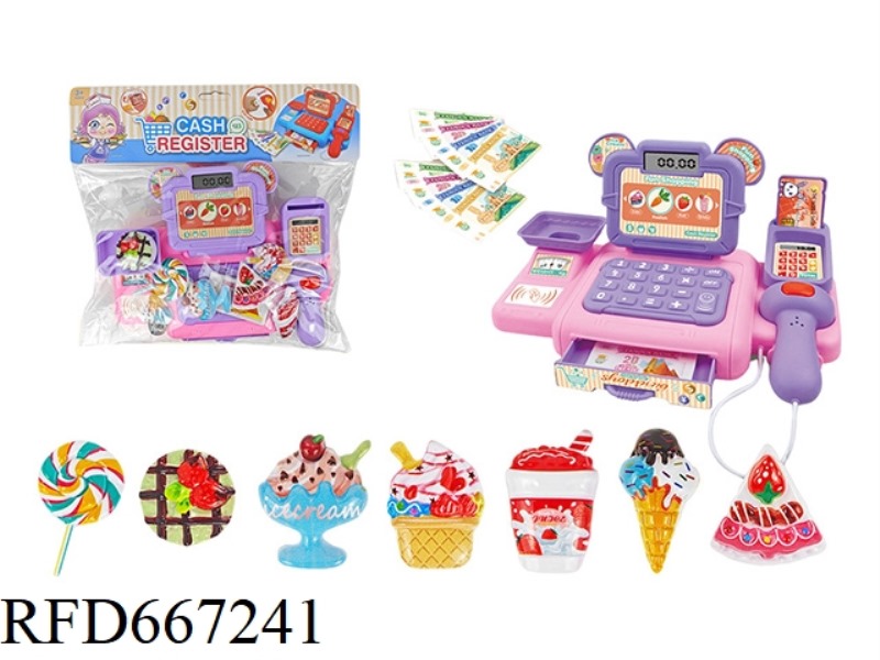 SIMULATED LIGHT AND SOUND CASH REGISTER (PINK)