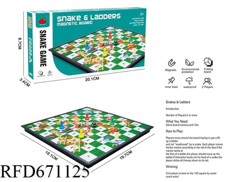 FOLDING MAGNETIC SNAKE LADDER CHESS