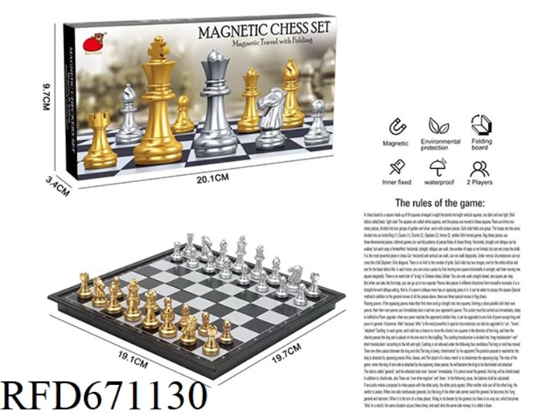 FOLDING MAGNETIC GOLD AND SILVER CHESS