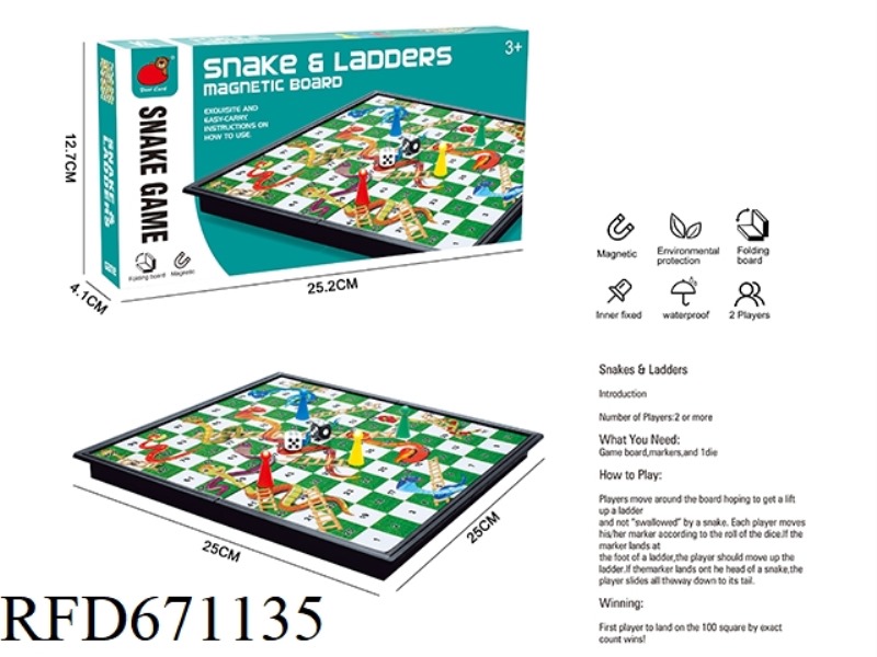 FOLDING MAGNETIC SNAKE LADDER CHESS
