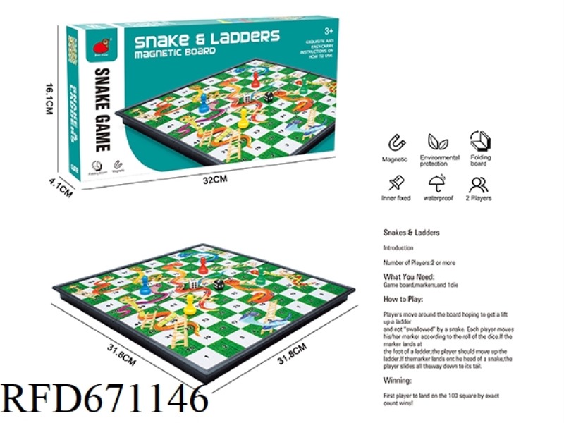 FOLDING MAGNETIC SNAKE LADDER CHESS