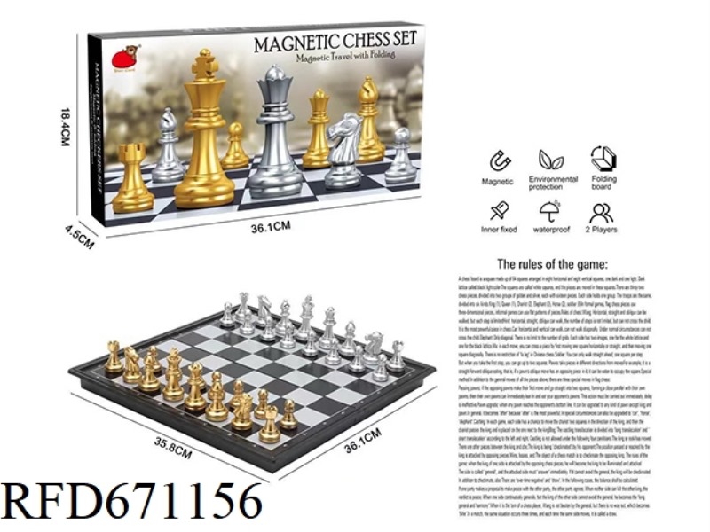 FOLDING MAGNETIC GOLD AND SILVER CHESS