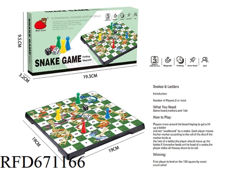 FOLDING MAGNETIC SNAKE LADDER CHESS