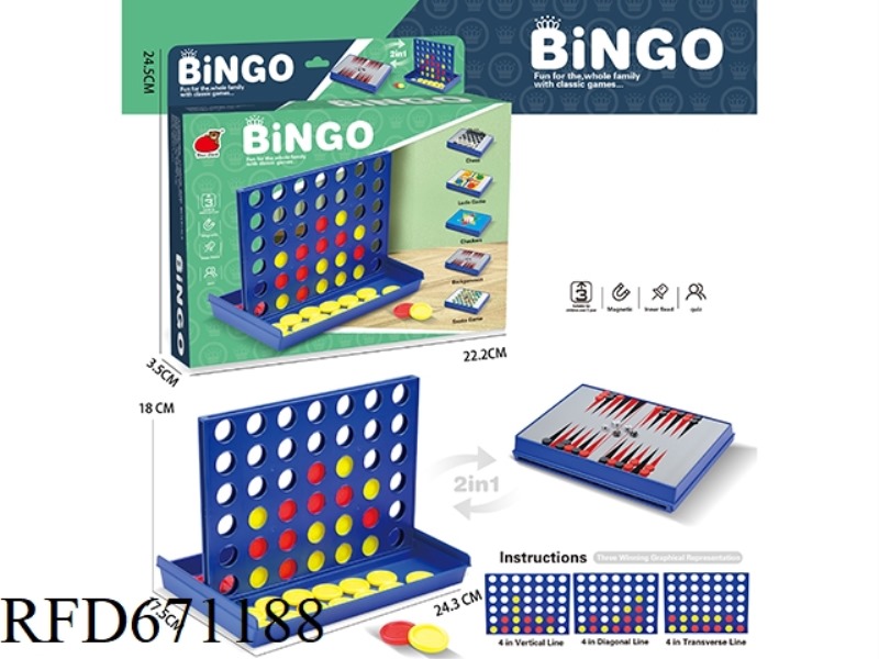 2-IN-1 QUADRUPLE CHESS (BACKGAMMON/QUADRUPLE CHESS)