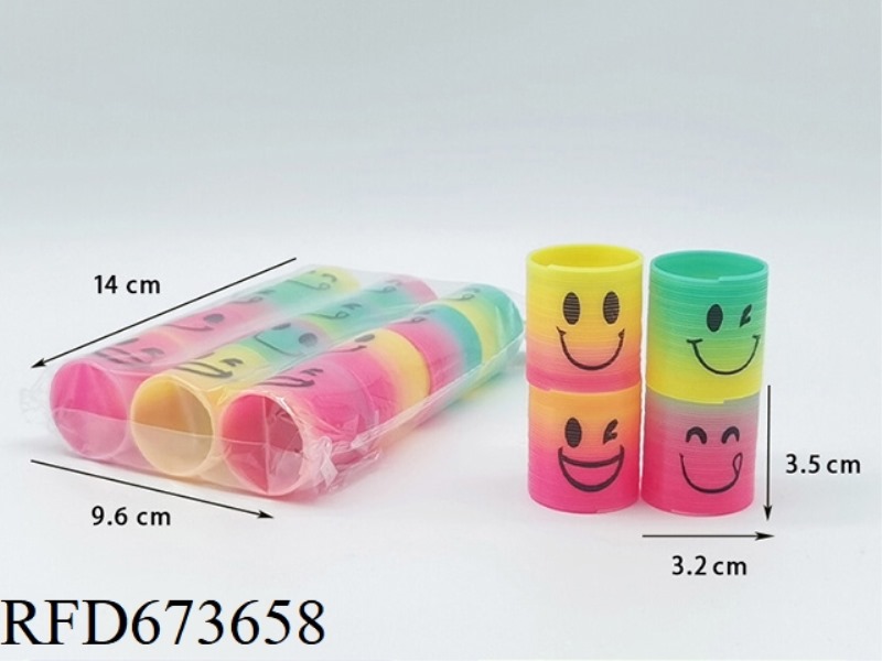 TWELVE RAINBOW RINGS WITH SMILING FACE EXPRESSIONS