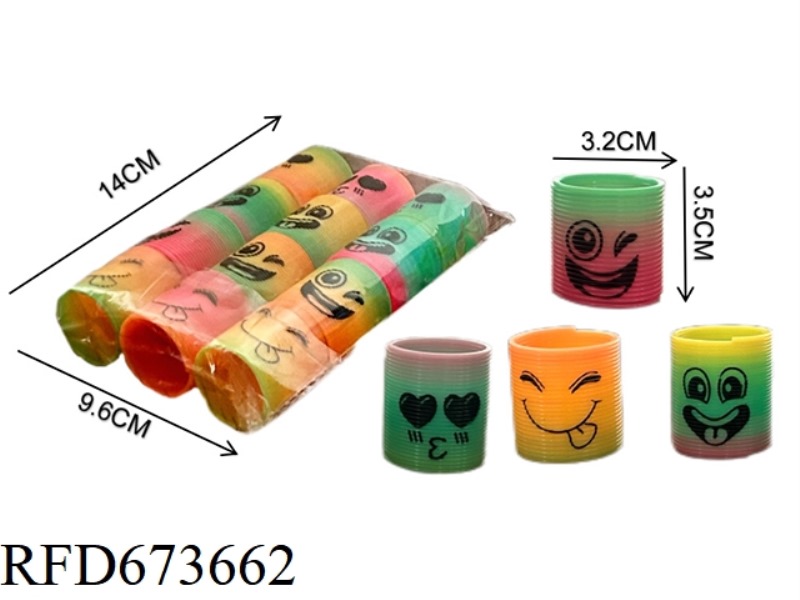 TWELVE RAINBOW RINGS WITH SMILING FACE EXPRESSIONS