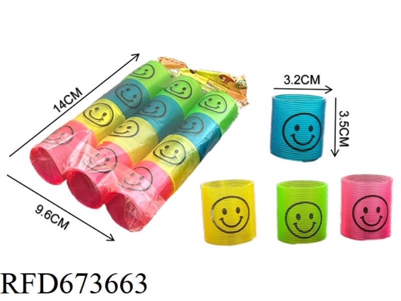 12 RAINBOW RINGS WITH TRANSPARENT SMILING FACES (RANDOM COLORS)