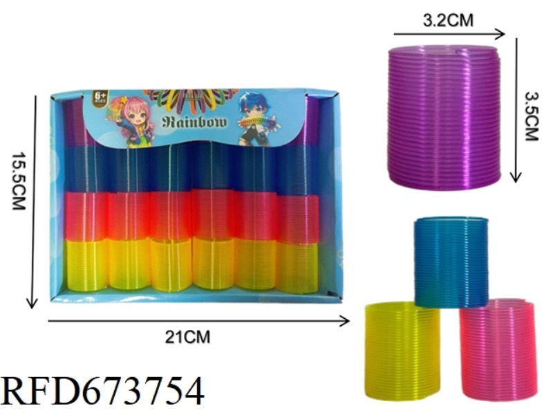 THERE ARE 24 TRANSPARENT 4-COLOR RAINBOW RINGS