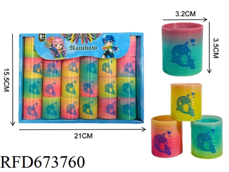 TWENTY-FOUR RAINBOW RINGS WITH NARWHAL EXPRESSIONS