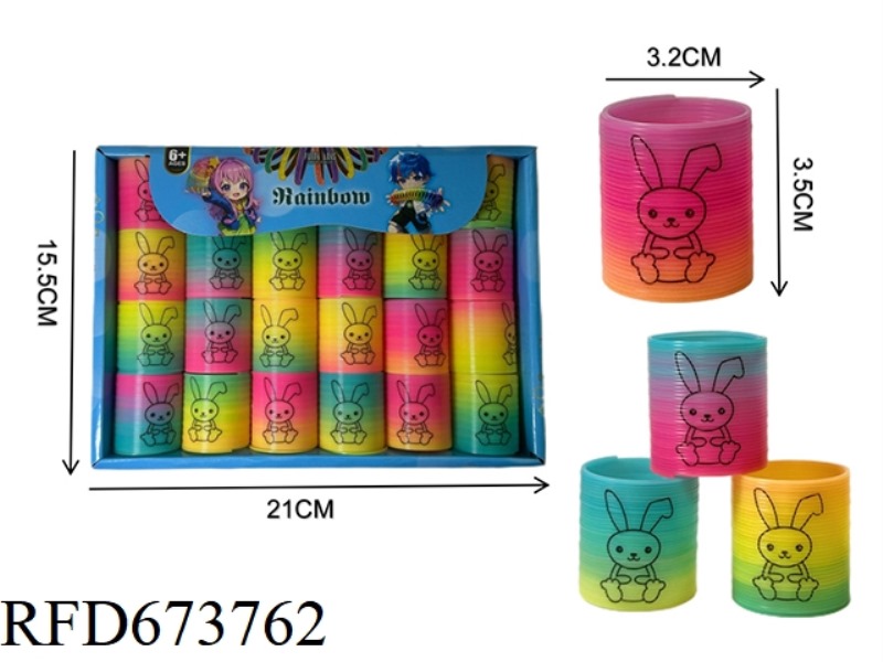 TWENTY-FOUR RAINBOW RINGS WITH RABBIT EXPRESSIONS
