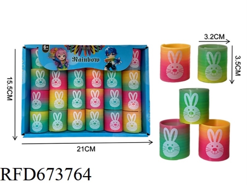 TWENTY-FOUR RAINBOW RINGS WITH RABBIT EXPRESSIONS