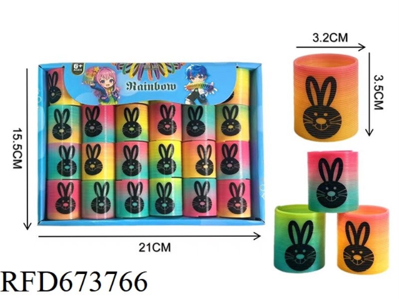 TWENTY-FOUR RAINBOW RINGS WITH RABBIT EXPRESSIONS