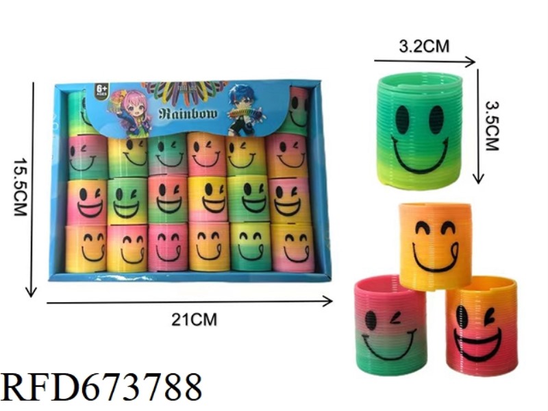TWENTY-FOUR RAINBOW RINGS WITH SMILING FACE EXPRESSIONS