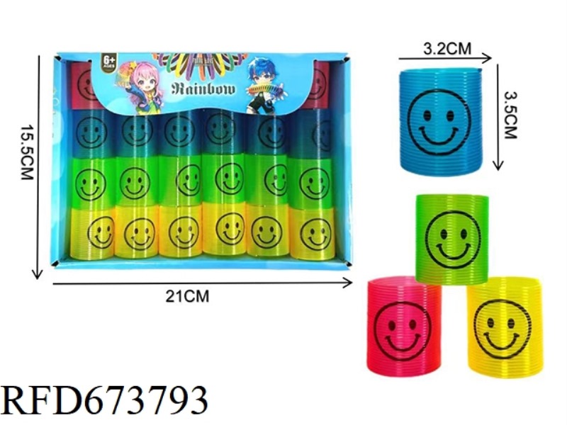 TWENTY-FOUR RAINBOW RINGS WITH SMILING FACE EXPRESSIONS