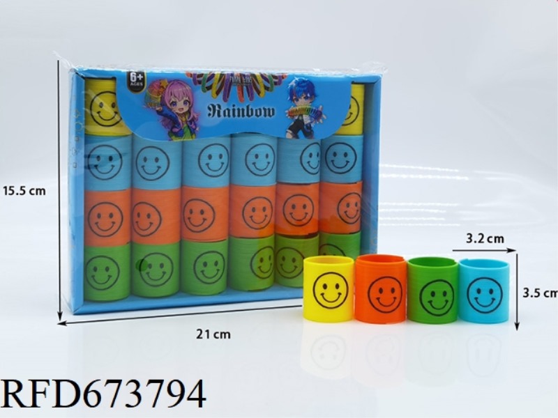 TWENTY-FOUR RAINBOW RINGS WITH SMILING FACE EXPRESSIONS