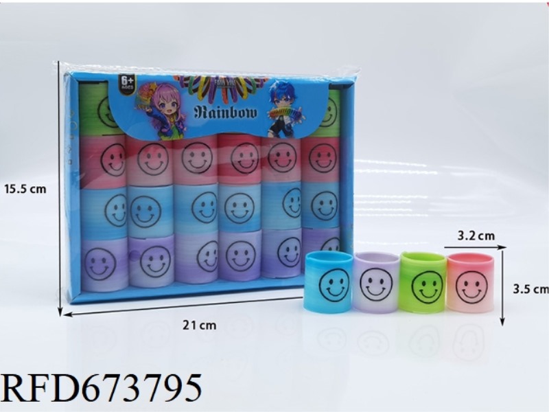 TWENTY-FOUR RAINBOW RINGS WITH SMILING FACE EXPRESSIONS