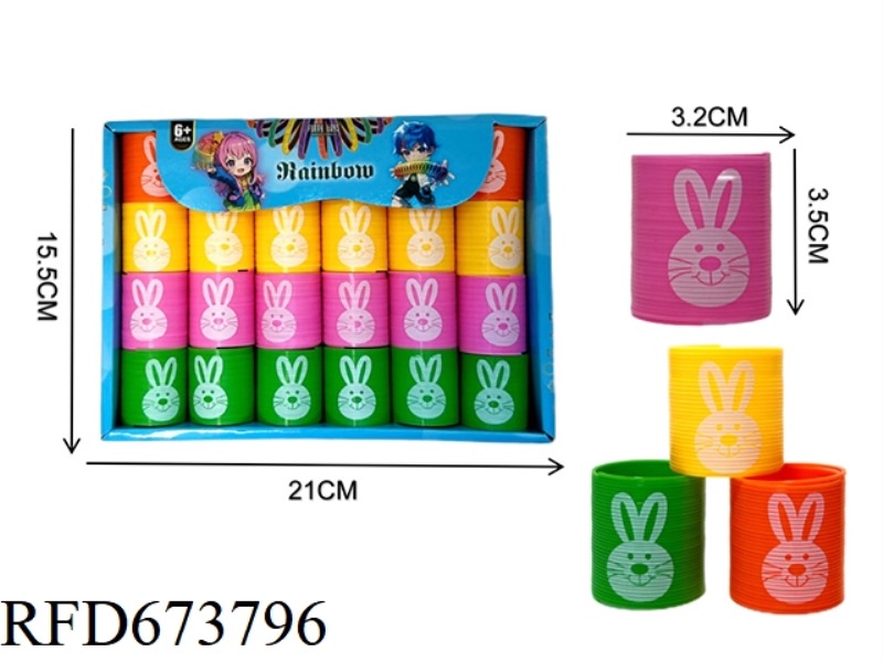 TWENTY-FOUR RAINBOW RINGS WITH RABBIT EXPRESSIONS