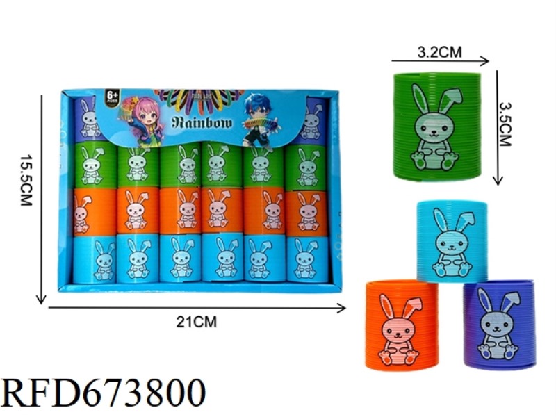 TWENTY-FOUR RAINBOW RINGS WITH RABBIT EXPRESSIONS