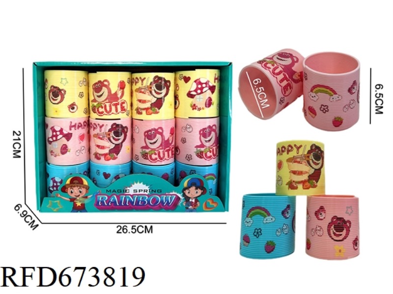STRAWBERRY BEAR THREE-COLOR HOT SPIN RAINBOW RING 12 PIECES