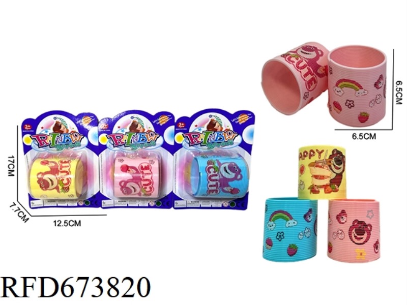 THE STRAWBERRY BEAR SPINS A RAINBOW CIRCLE IN THREE COLORS