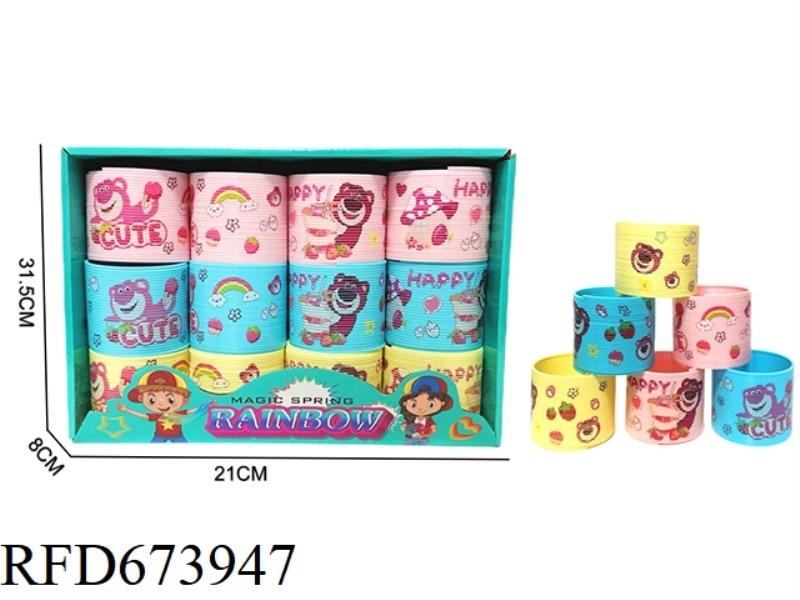 STRAWBERRY BEAR THREE-COLOR HOT SPIN RAINBOW RING 12 PIECES