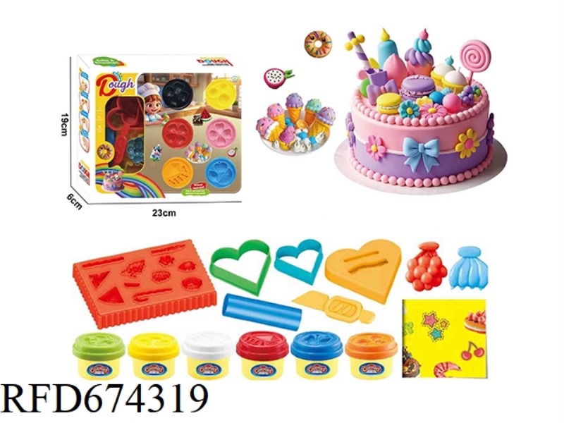A 6-PIECE SET OF COLORED CLAY