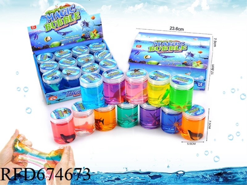 12 PIECES OF SLIME MARINE LIFE 12-COLOR ROUND BOTTLE CRYSTAL MUD