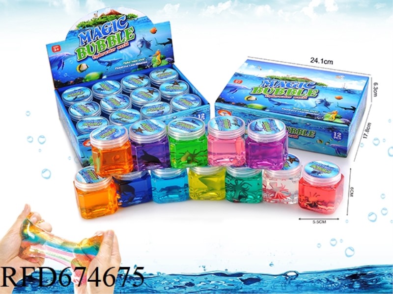 12 PIECES OF SLIME MARINE LIFE 12-COLOR SQUARE BOTTLE CRYSTAL MUD