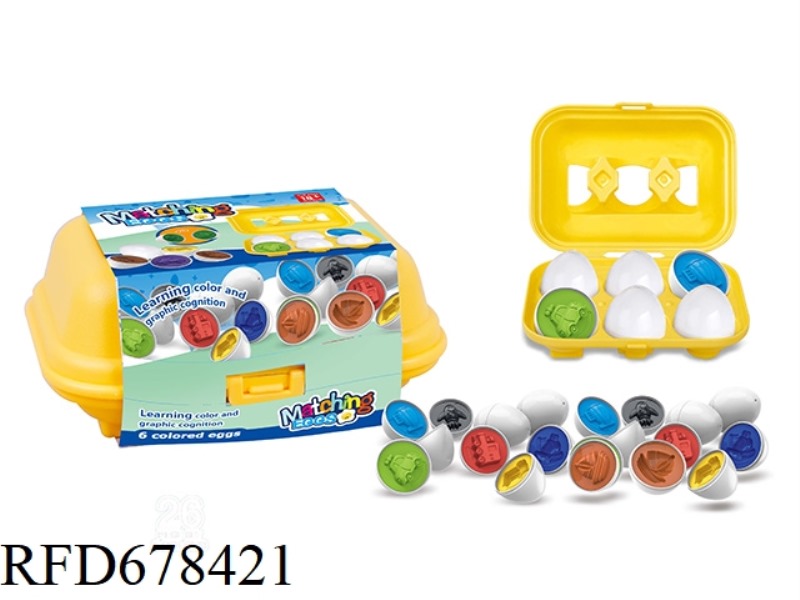CARTOON PUZZLE 6-PIECE VEHICLE MATCHING EGGS /2 MIXED SETS
