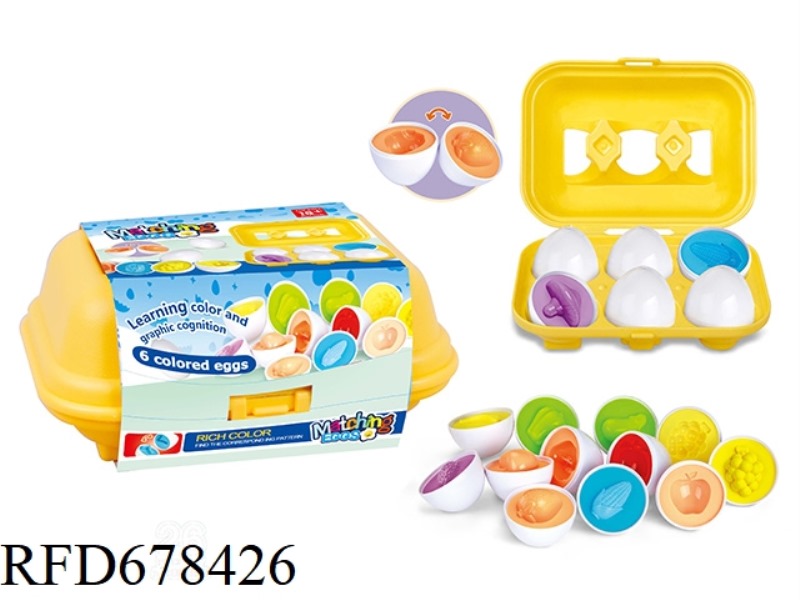 CARTOON PUZZLE 6 FRUITS AND VEGETABLES PAIRED WITH EGGS /2 TYPES MIXED PACK