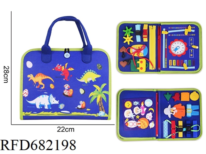 MONTESSORI EARLY CHILDHOOD EDUCATION AND INTELLIGENCE - 3-PAGE FELT DINOSAUR BUSY EDITION