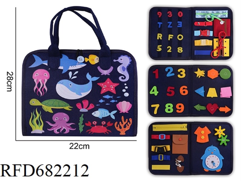 MONTESSORI CHILDREN'S EARLY EDUCATION AND INTELLIGENCE - FELT BLUE 4-PAGE DINOSAUR + OCEAN BUSY EDIT