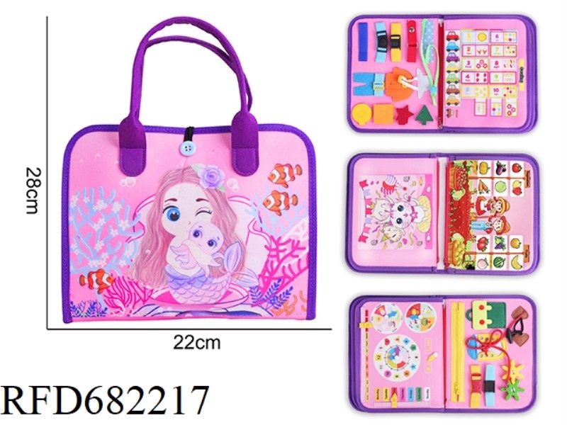 MONTESSORI CHILDREN'S EARLY EDUCATION AND INTELLIGENCE - FELT PURPLE 4-PAGE MERMAID BUSY EDITION